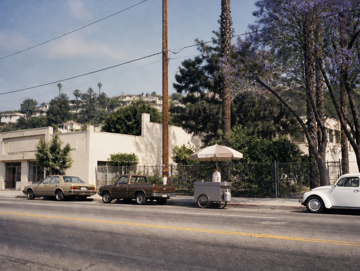 Street food cart, Highland Park, 1988